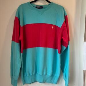 Color Block Vintage Ralph Lauren Crew Neck Sweater 100% Cotton
